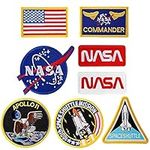 GYGYL 8Pcs Iron on Patches Us Flag NASA Logo Embroidered Patches, Sew On/Iron On Patch for Jackets, Jeans, Pants, Backpacks, Clothes