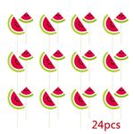 Lauren 24 Pcs Watermelon Summer Mood CupCake Decorative Toppers Cake Decorating Tools for Birthday Party