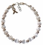 Beaded 6mm Cancer Awareness Bracelets Adult size - choose your color (Grey ( Brain Cancer ))