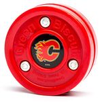 Green Biscuit NHL Teams Original Passing/Handling Training Puck (Calgary Flames) - Off-Ice/Street Hockey Puck