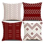 Cushion Covers 45 x 45 cm Farmhouse Cushion case covers, Set of 4 Red Wine Textured Patchwork Square Pillow Case for Sofa Sofa Chair Bedroom Modern Decor Home Office Sofa Couch Car Garden