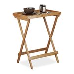 Relaxdays Bamboo Tray Table, Hxwxd: ca 66 x 50 x 38.5 cm, Sofa Table with Tray For Breakfast, Folding Serving Table, Natural Brown, Bamboo