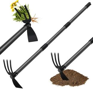 Hoe and Cultivator, Garden Hand Tiller with 45" Long Handle,Heavy Duty Garden Hoe and Cultivator for Gardening,Tilling Soil, Planting