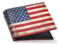 Komonee USA Wallet Bifold Mens Womens Unisex Purse American Flag Credit Card Coin Holder ID Window Stars and Stripes