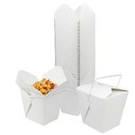 50 Pack 26oz Chinese Take Out Food Boxes with Metal Wire Handle & Labels, Party Favor Boxes Paper Take Out Food Containers For Hot Or Cold Food By zmybcpack