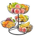 Mutool 4-Tier Fruit Basket, Kitchen Countertop Fruit Bowl, Metal Fruit Racks Decorative Fruit Bowls Stand Vegetable Snacks Holder, Bronze