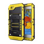 Mitywah Waterproof Case for iPhone SE 2020, Heavy Duty Military Grade Armor Metal Case, Full Body Protective Rugged Shockproof Thick Dustproof Strong Case for iPhone SE 2nd Generation, Yellow