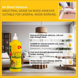 Everbuild D4 Premium Wood Adhesive, White – 1 Litre Strong Bond