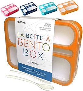 Bento Lunch Box for Kids, Boys, Girls, Adults | 6 Compartment Lunch-Boxes | Leakproof School Snack or Meal Portion Container | BPA-Free Orange…