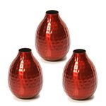 Hosley's Set of 3 Red Metal Bud Vases - 4.5" High. Wonderful Accent Piece for Coffee Tables or Side Tables. Ideal Gift for Home, Office, Weddings, Party, Spa O4