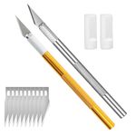 2pcs Craft Exacto Knife Set with 2 Hobby Crafting Knives for Adults UK 10 Spare Stainless Steel Blades Precision Carving Replacement Knife for Art Cutting Model Making Scrapbooking Stencil