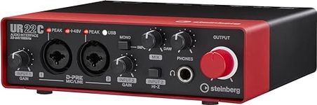 Steinberg UR22C (Red) USB 3.0 Audio Interface,2-in/2-out, 32-bit/192kHz, with 2 Mic/Line Inputs, MIDI I/O, USB Bus Power, and Bundled Software