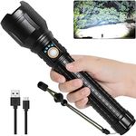 LBE Rechargeable Brightest LED Flashlight, 250,000 High Lumens Super Bright Powerful Flashlight with 5 Modes, IPX7 Waterproof Handheld Large Flash Light for Emergencies Camping