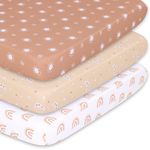 The Peanutshell Mini Crib Sheets Set for Pack & Play, Playard, Playpen, Mini Crib, 3 Pack, Boho Rainbow