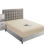 Ghooss Fitted Sheet King Size,Soft Microfiber Beige Fitted Bottom Sheet Only Deep Pocket up to 14 Inch,1 Pack,Beige,King