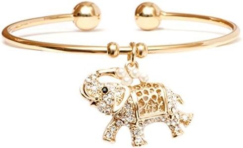 Barzel 18K Gold Plated Crystal Charm Bangle (Elephant)