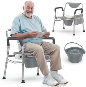 Hybodies Heavy Duty Bariatric Commode, 4-in-1 Portable Bedside Commode or Over-Toilet Chair, Extra-Wide | Adjustable Height | Easy to Clean, Handicap Commode Chair for Eldery, Disabled People