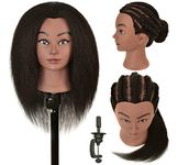 RIHANNAHAIR 100% Real Human Hair Mannequin Head with Stand Manikin Cosmetology Doll Training Head for Hairdresser Practice Braiding Styling Coloring Bleaching Dyeing Curling Cutting Display