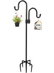 92 inch Double Shepherds Hook with 5 Prongs, Heavy-Duty Metal Bird Feeder Pole Stand, 28.5 to 92 inch Adjustable Garden Holder for Hanging Plant, Wind Chimes, Wedding Garden Outdoor Deco ect