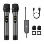 Audio Array AM-W12 UHF Dual Wireless Premium Metal Microphones | 4+ Hours Receiver Battery Backup | Range up to 60m| Karaoke Singing, Wedding, DJ, Church | PA System, Amplifier, Mixer, Party Box, etc