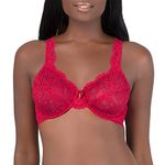 Smart & Sexy Women's Signature Lace Unlined Underwire Bra, Opaque, No No Red, 38C (Pack of 2)