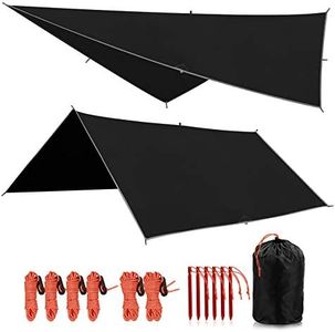 REDCAMP Hammock Rain Fly Waterproof and Lightweight, 10ft Tent Tarp for Camping Backpacking Hiking, Black