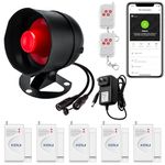 Upgraded KERUI Standalone Home,Office & Shop WiFi Security Alarm System Kit-Wireless 120dB Loud Weatherproof Strobe Siren Horn with Remote Control & Door Contact Sensor (2024 New-Only 2.4G,Not 5G)