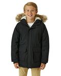 Eddie Bauer Boys' Winter Coat – Waterproof Heavyweight Down Parka Jacket with Faux Fur Hood (3-20), Black, 10-12