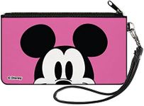 Buckle-Down Disney Wallet, Zip Clutch, Mickey Mouse Face Character Close Up Pink, Canvas, Pink, 6.5" x 3.5", Casual