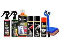 BLACKBIRD Bike Care Kit 1pc Each- Chain Lube 220ml, Chain Cleaner 220ml, De-Rust 120ml, Chain Clean Brush, Foam Shampoo 500ml, All in One Polish 250ml, Tyre Shine Liquid 250ml & 2pc Microfiber Cloth