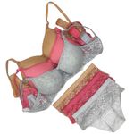 LUZWE Cotton Padded Bra & Panty Set for Women Lingerie Set Multi Combo Pack of 3