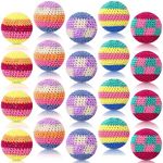 Hiboom 20 Pcs Hacky Ball Multicolored Crochet Knitted Juggling Sacks Juggling Balls Assorted Geometric Patterns Juggling Bean Bags Funny Footbags Kick Sack Toys for Indoor Outdoor Adults, 5 Styles