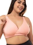 NYKD Cotton Maternity Bra for Women Nursing/Feeding - Non-Padded, Non-Wired, Full Coverage (with Adjustable Straps) Bra, NYB129, Pink, S, 1N