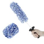 Purozo Premium Car Wheel Rim Brush with Soft Microfiber Bristles for Gentle Cleaning Deep Inside The Rim Bed, Ideal Alloy