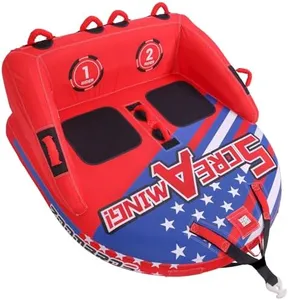 ZOOMBROS Towable Tubes for Boating 2-Person, Front/Back Tow Points Sofa Style Boat Tubes and Towables, Holds 340 lbs Large Capacity, Premium Nylon Cover, Perfect for Kids & Adults