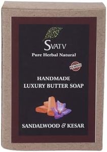 SVATV Handcrafted Soap with natural, soothing herbs of Sandalwood & Kesar For Men and Women - |Kosher & GMP Certified Soap| Traditional Ayurvedic Herbal Soap for all skin type - 125g