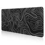 DAWNTREES 120x60 cm Topographic Map Waterproof Mouse Pad - Extended Contour Mouse Mat for Home and Office, Large Gaming Mousepad Laptop Keyboard Mat with Non-Slip Rubber Base, Stitched Edges