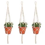 ecofynd Macrame Plant Hanger [Without Pot] | Rope Flower Pot Holder for Indoor Outdoor Balcony Garden Wall | Home Decor Basket Hanger (3 Pack, M1)