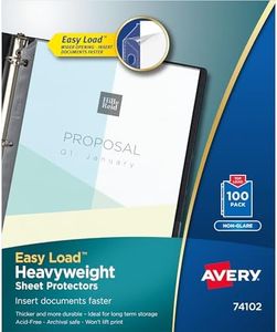 Avery 74102 Top loading non-glare poly sheet protectors, heavy, 100 per box