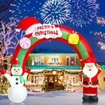 EBANKU 9 FT Christmas Inflatable Santa Claus Snowman Rainbow Archway Decorations with Build-in LEDs, Holiday Inflatables Decorations for Party Indoor, Outdoor, Lawn, Garden Decor