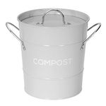 Metal Kitchen Compost Caddy - Composting Bin for Food Waste Recycling (Light Grey)