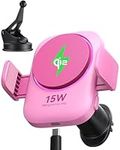 INIU Qi2 Magnetic Wireless Car Charger [15W, Pink], Strong Mag-safe Car Mount, Air Vent Phone Holder for Cars with Charger, Cooling Fins & RGB Lighting for iPhone 16 Pro Max/15/14/13/12 Mini