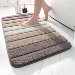 DEXI Bath Mat 40 x 60 cm, Non-Slip Washable Bathroom Mat, Extra Soft and Absorbent Bath Mats for Bathroom Floor, Tub, Shower, Beige