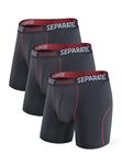 Separatec Men's Sport Boxers Dry Fastly Stretch Performance Underwear Trunks Dual Pouch Fly 3 Pack Black