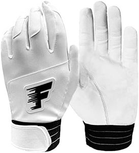 FINGER TEN Guantes de bateo de béisbol con palma de cuero de súper agarre para jóvenes, guantes de bateo de sóftbol, protección de manos junior, impermeables, flexibilidad para entrenamiento (blanco,