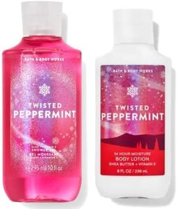 Bath and Body Works Gift Set of 10 oz Shower Gel and 8 oz Lotion (Twisted Peppermint)