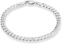 Miabella 925 Sterling Silver Italian 5mm Solid Diamond-Cut Cuban Link Curb Chain Bracelet for Men Women, Made in Italy, 6 5 inch, Sterling Silver