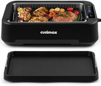 Indoor Grill, CUSIMAX Smokeless Grill Electric Grill Griddle, 1500W Korean BBQ Grill with Non-stick Grill & Griddle Plate Removable, Smart LED Display, Temperature Control, Black(New Model)