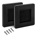 kwmobile Flush Brush Wall Plate - 2X European Single Gang Flush Wall Mounted Brush Faceplate to Cover Outlets, Sockets and Tidy Up Wires - Black