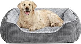 JOEJOY Extra Extra Large Dog Bed Washable Pet Bed, Rose Velvet Dog Bed Low Front Edge Dog Bed Non-Slip Bottom Puppy Bed, Orthopedic Calming Pet Bed For Labrador, Golden Retriever, Grey, 107x76x25 cm